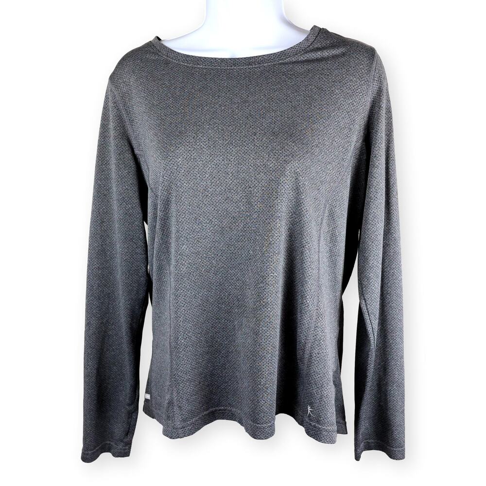 Danskin Now Gray Chevron Back Longsleeve Tee L